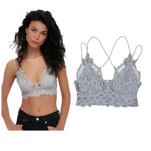 Free People Adella Bralette Light Grey Size Extra Small